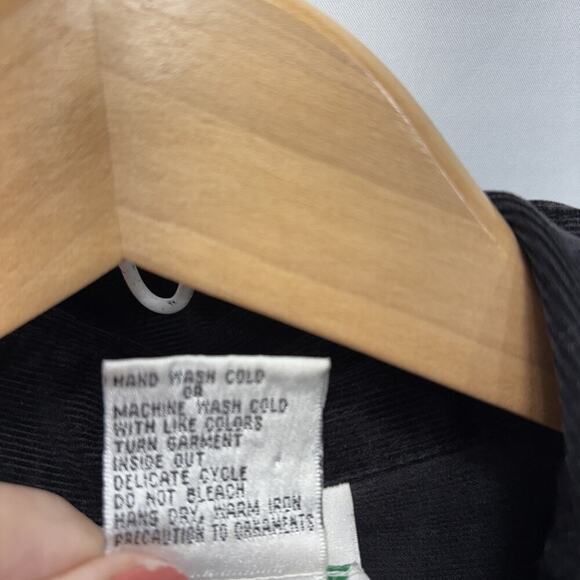 Quacker Factory Appliqué Fall Harvest Corduroy Shirt M Black Orange Button Up - Picture 4 of 10